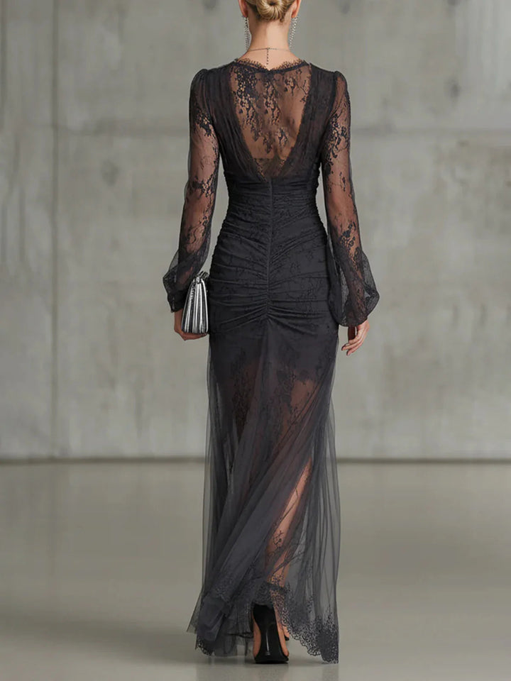 Laura | Maksikleid iš tinklelio tamsiai pilkas