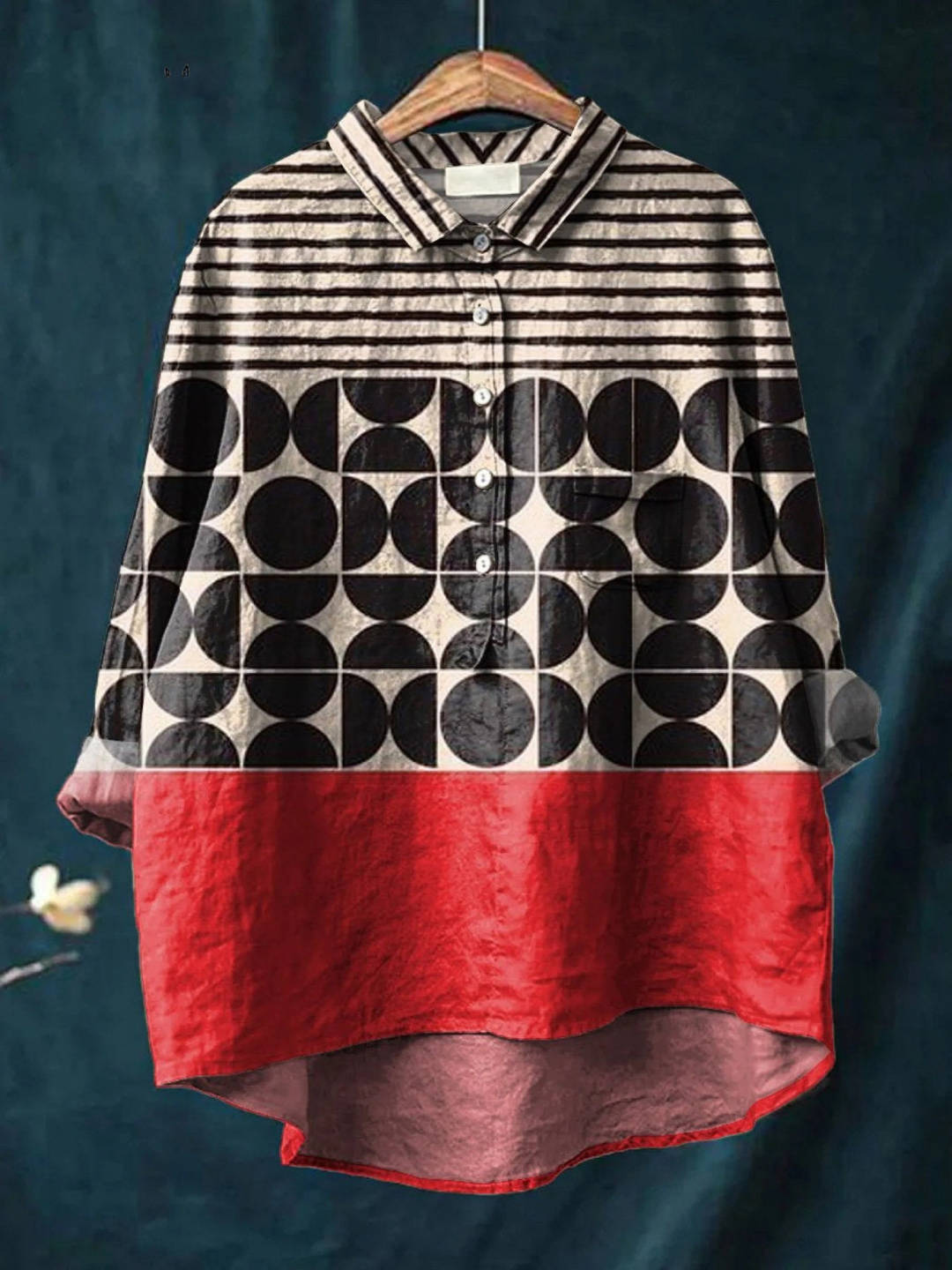 Martha | Laidinė moteriška blusa su geometriniu raštu