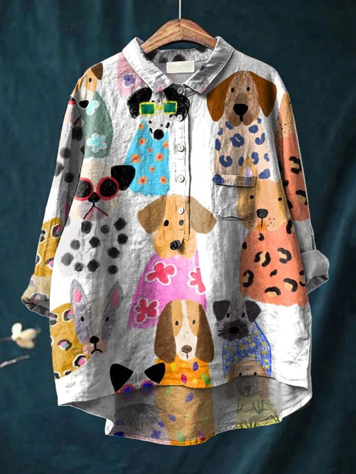 Ida | Laisvalaikio bluzonas su spalvingu animaciniu šunimi